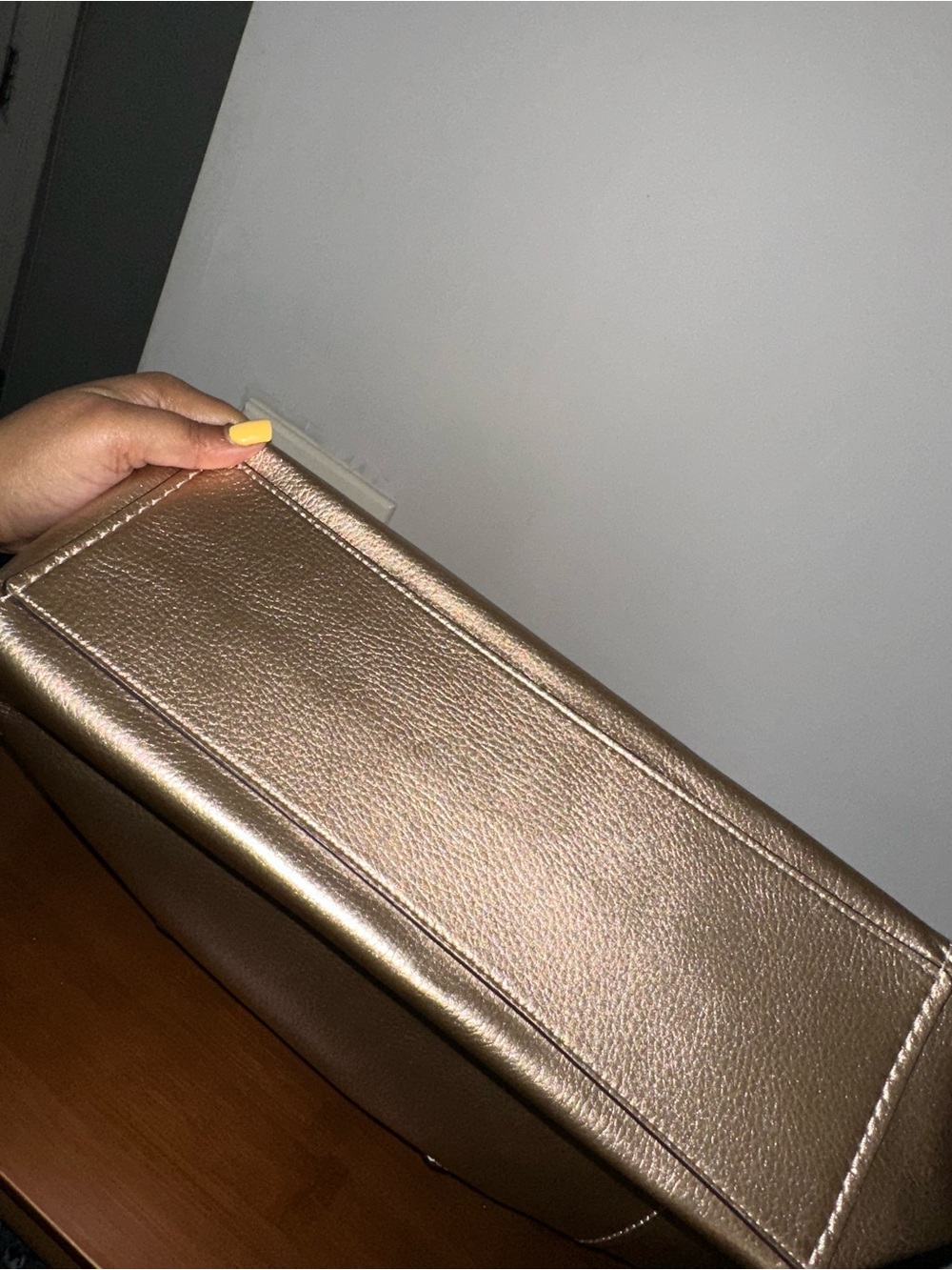 Coach Derby Metallic Rose Gold Tote with Pink Top Handles - Picture 10 of 13